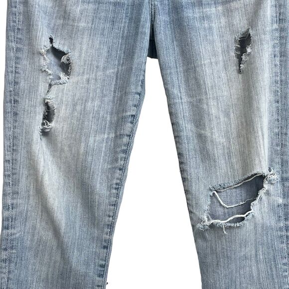 AG SZ 29 Stevie Ankle Jeans Slim Straight Distressed Rips Mid-Rise Pockets Blue - Picture 3 of 12